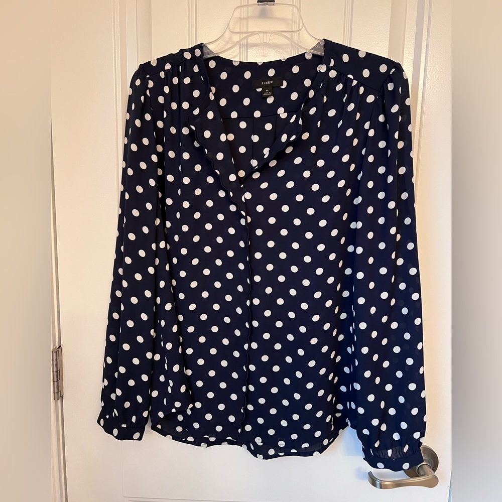 J Crew Scallop Edge Button Down Blouse